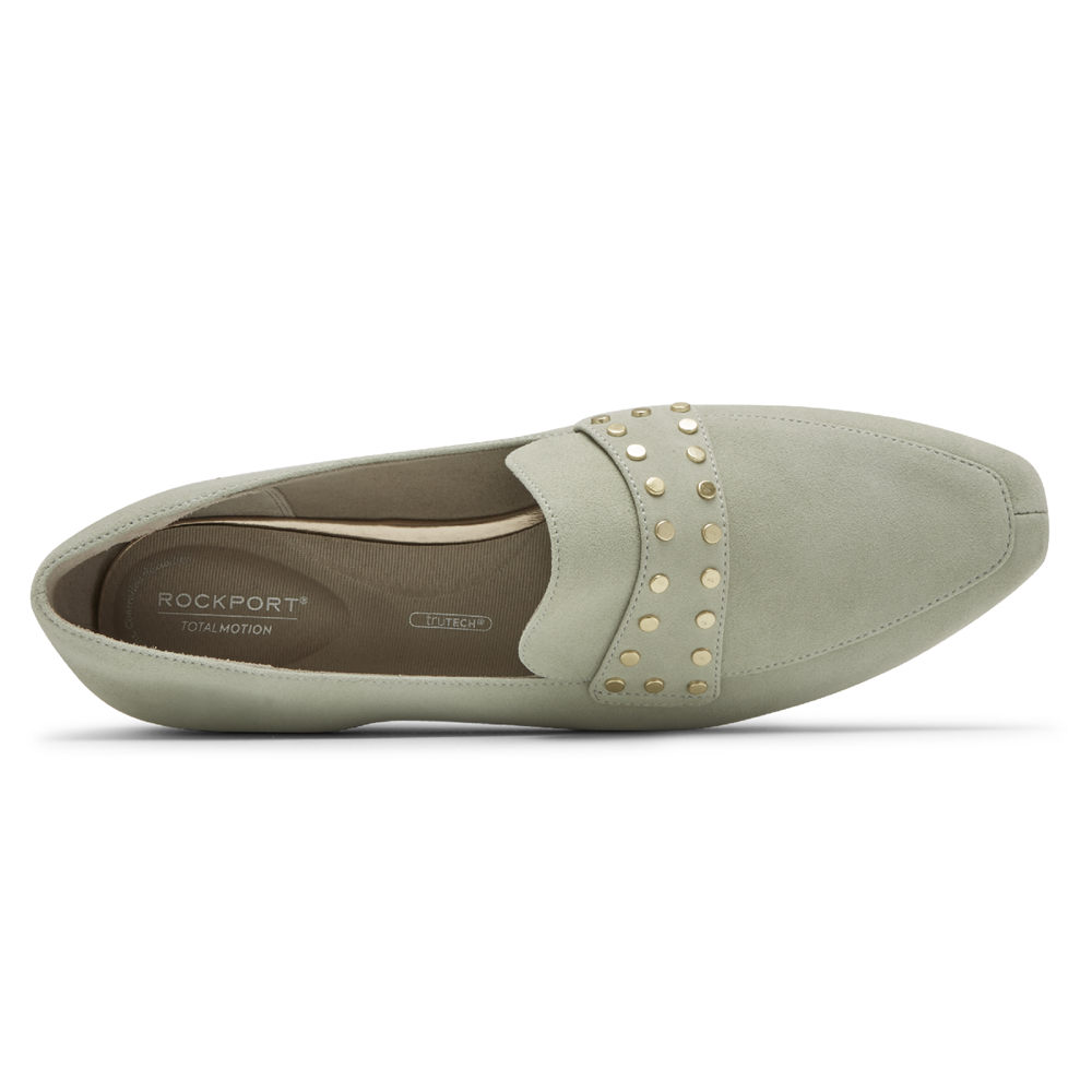 Mocasines Rockport Mujer Mexico - Total Motion Laylani Studded Verde Oliva - KFTWP7291